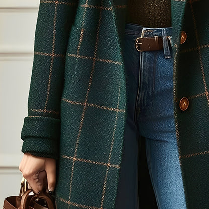 Moriah - Klassisk tweedfrakke med ternet mønster til damer