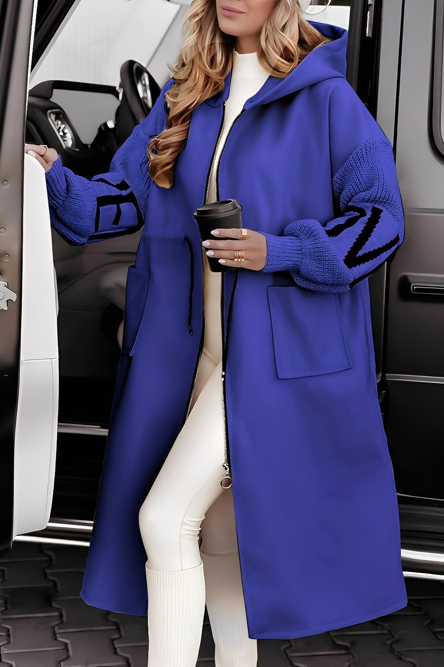 Eloise - Moderne lang jakke med hætte til damer