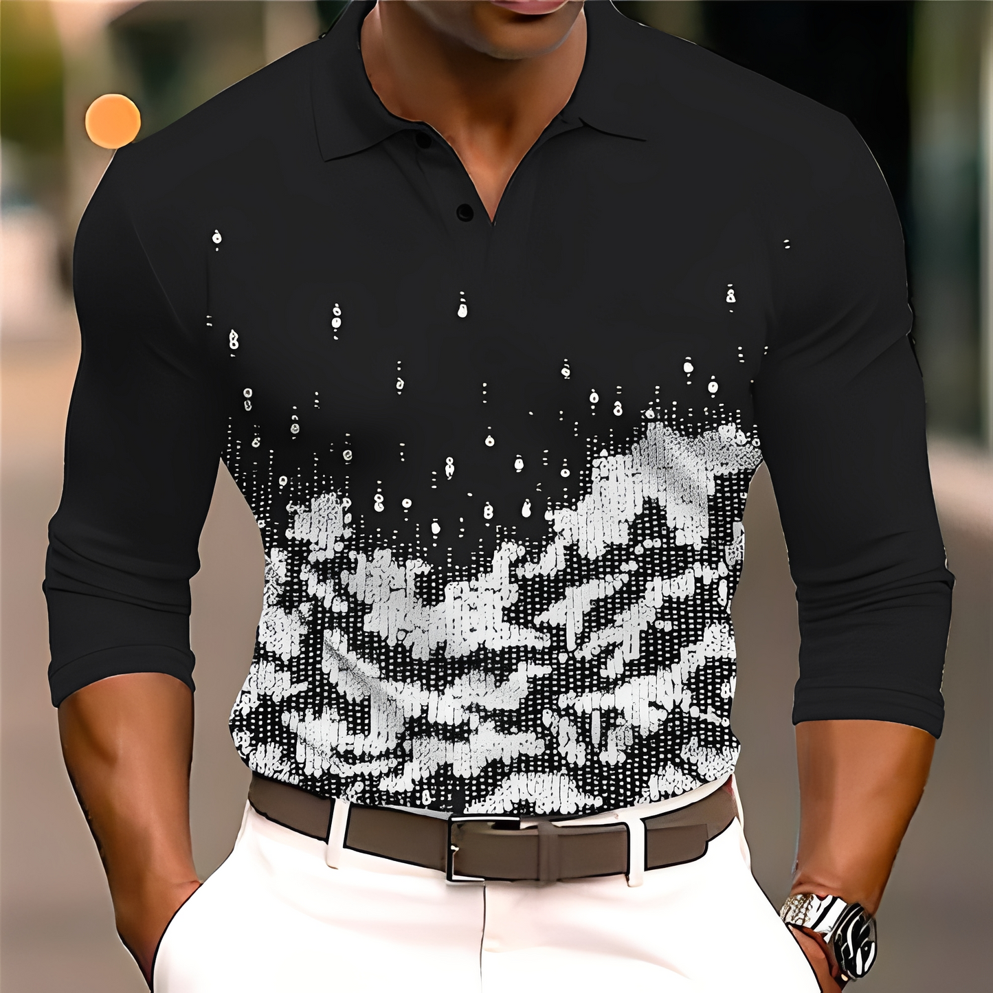 Adolphe - Elegant polo med lange ærmer til mand